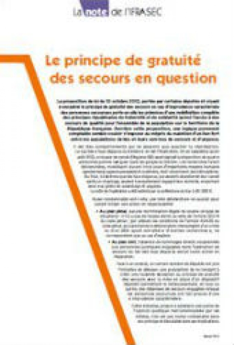 Note IFRASEC : Le principe de gratuité des secours en question